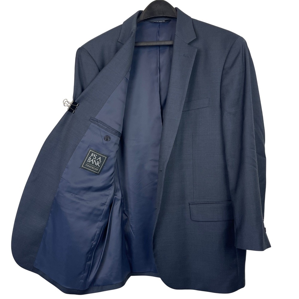 Jos. A. Bank TRAVELER Textured Navy 44R 100% Wool Blazer Sport Coat Suit Jacket